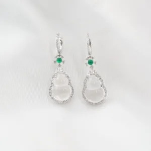 Gourd Icy Jadeite Earrings