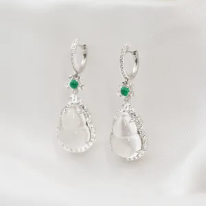 Gourd Icy Jadeite Earrings